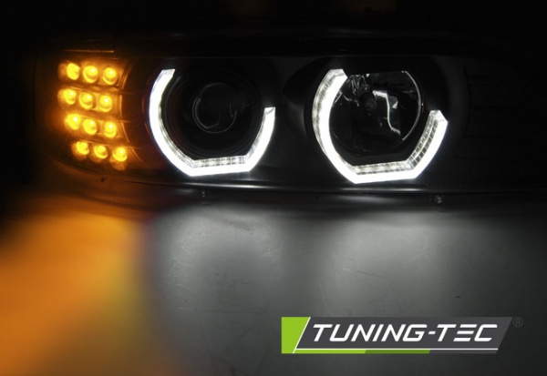 LED 3D Angel Eyes Scheinwerfer für BMW 5er E39 95-03 schwarz